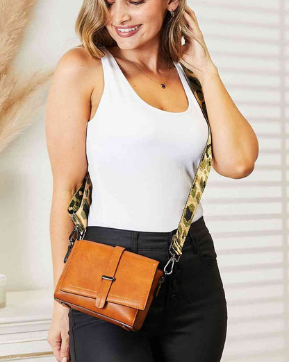 SHOMICO PU Leather Wide Strap Women Crossbody Bag