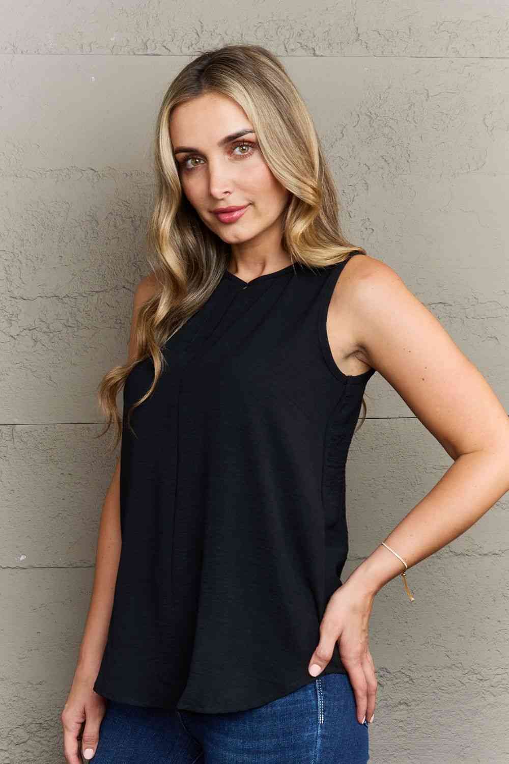 Ninexis First Glance Sleeveless Neckline Slit Women Top