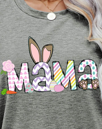 Easter MAMA Graphic Round Neck Women T-Shirt