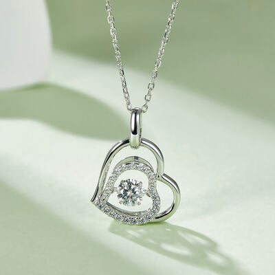 Moissanite 925 Sterling Silver Heart Women Necklace