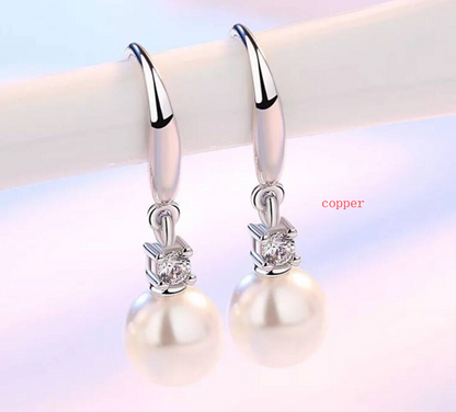 Zircon Pearl Silver Earrings - Zara-Craft