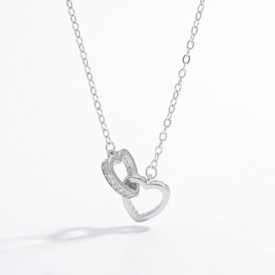 925 Sterling Silver Inlaid Zircon Heart Women Necklace