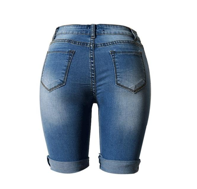 Womens High Waist Sexy Jeans Shorts Fashion Ripped Hole Washed Stretch Denim Shorts Jeans - Zara-Craft