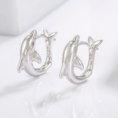 925 Sterling Silver Zircon Dolphin Women Earrings