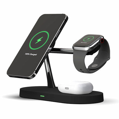 Multifunctional Five-In-One Magnetic Wireless Charging Watch Headset Desktop Mobile Phone Holder Charger 15W Fast Charge - Zara-Craft