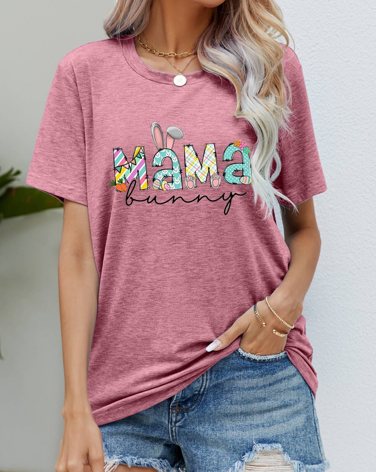 MAMA BUNNY Easter Graphic Women T-Shirt