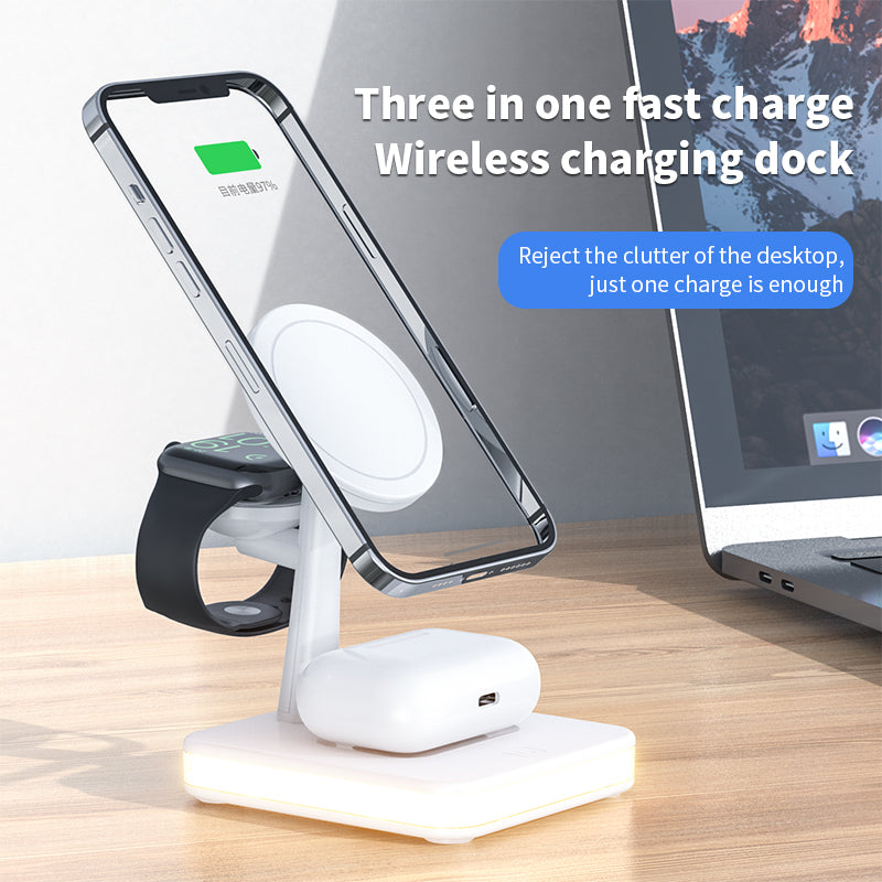 4 In 1 Magnetic Wireless Charger Stand For IPhone 14/13/12 Pro Max Apple Apple 8 7 6 Airpods Fast Charging Dock Station - Zara-Craft