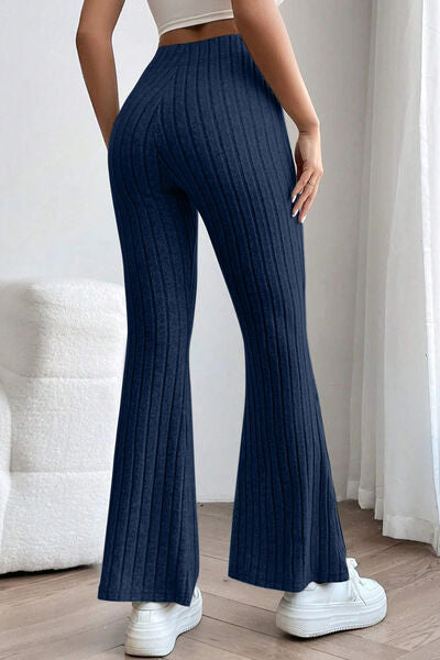 Basic Bae Full Size Ribbed High Waist Flare Women Pants