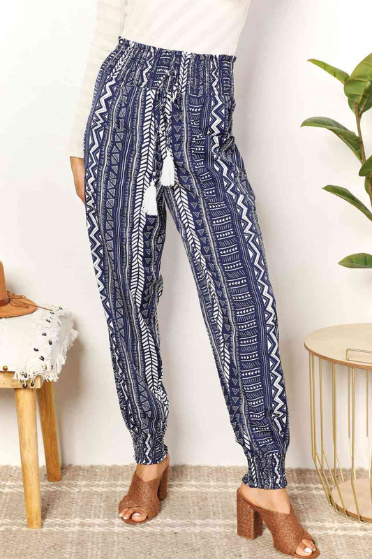 Double Take Geometric Print Tassel High-Rise Women Pants