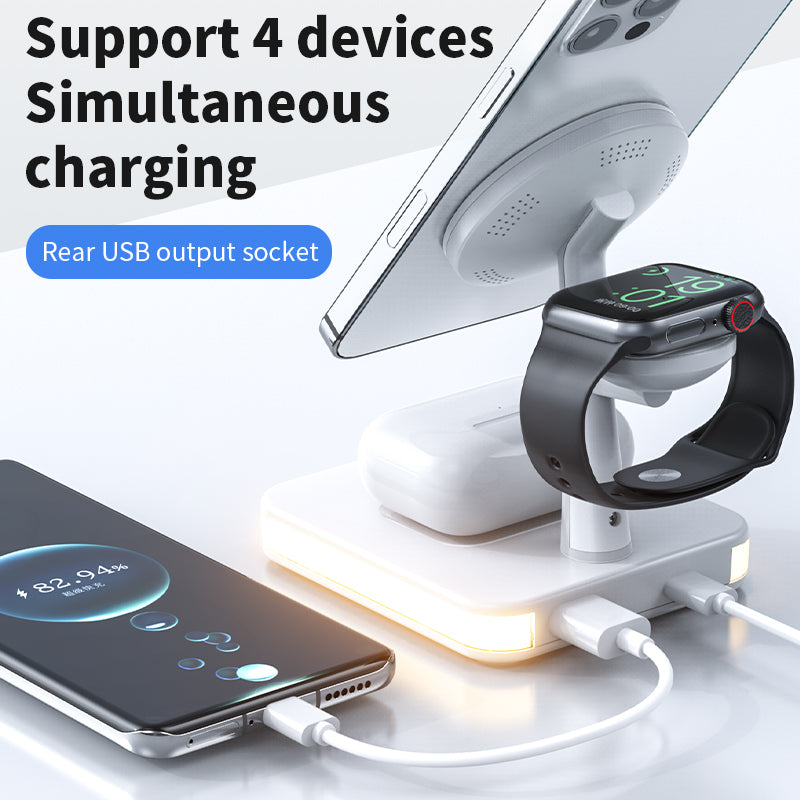 4 In 1 Magnetic Wireless Charger Stand For IPhone 14/13/12 Pro Max Apple Apple 8 7 6 Airpods Fast Charging Dock Station - Zara-Craft