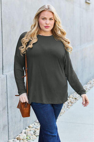 Basic Bae Full Size Round Neck Dropped Shoulder Women T-Shirt