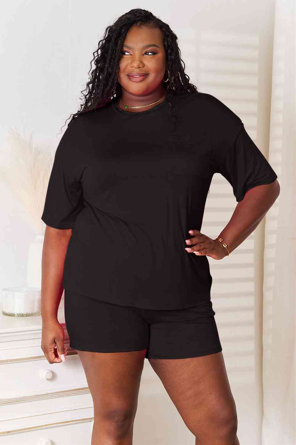 Basic Bae Full Size Soft Rayon Half Sleeve Women Top and Shorts Set