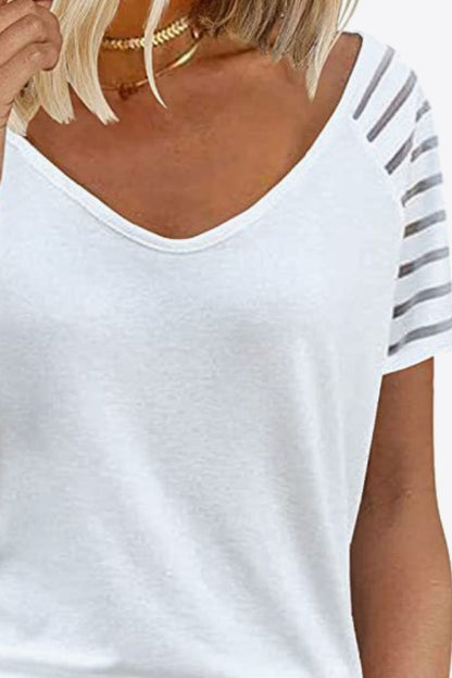 V-Neck Raglan Sleeve Women T-Shirt