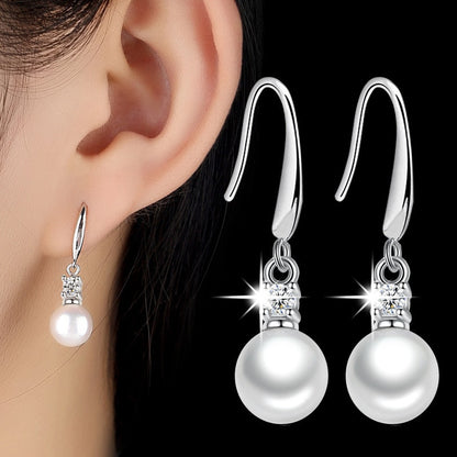 Zircon Pearl Silver Earrings - Zara-Craft