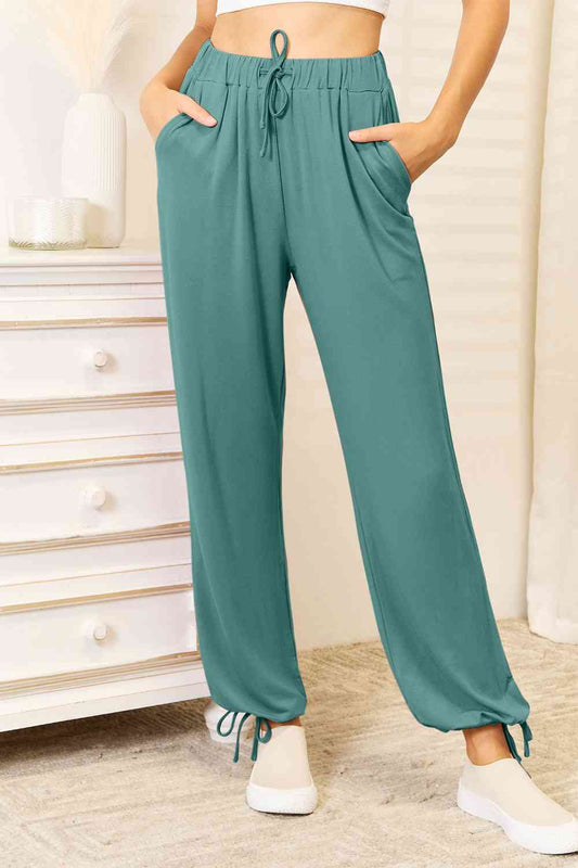 Basic Bae Full Size Soft Rayon Drawstring Women Waist Pants with Pockets