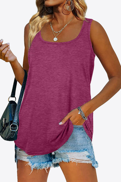 Curved Hem Square Neck Women Tank