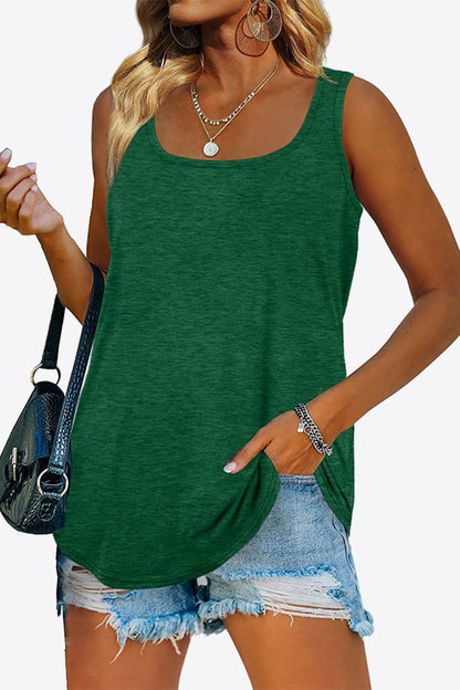 Curved Hem Square Neck Women Tank