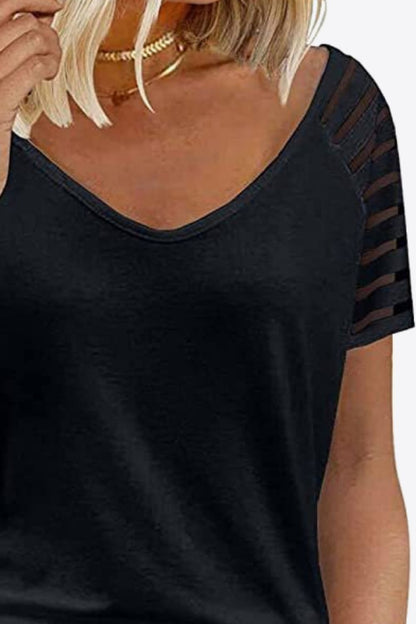 V-Neck Raglan Sleeve Women T-Shirt