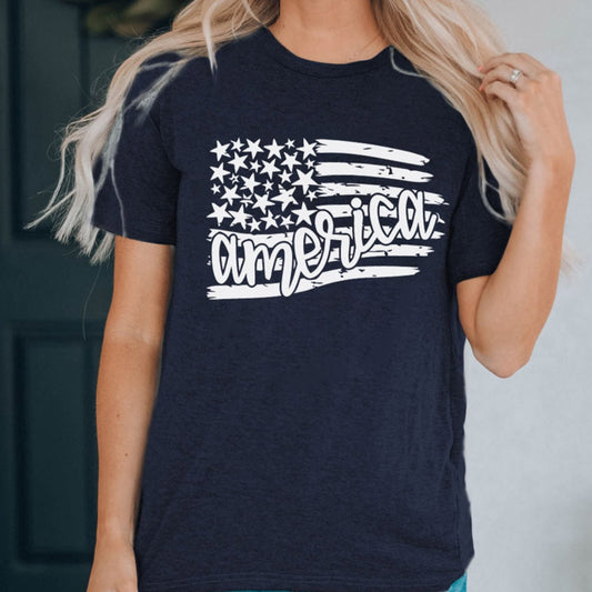 AMERICA US Flag Graphic Women Tee Shirt