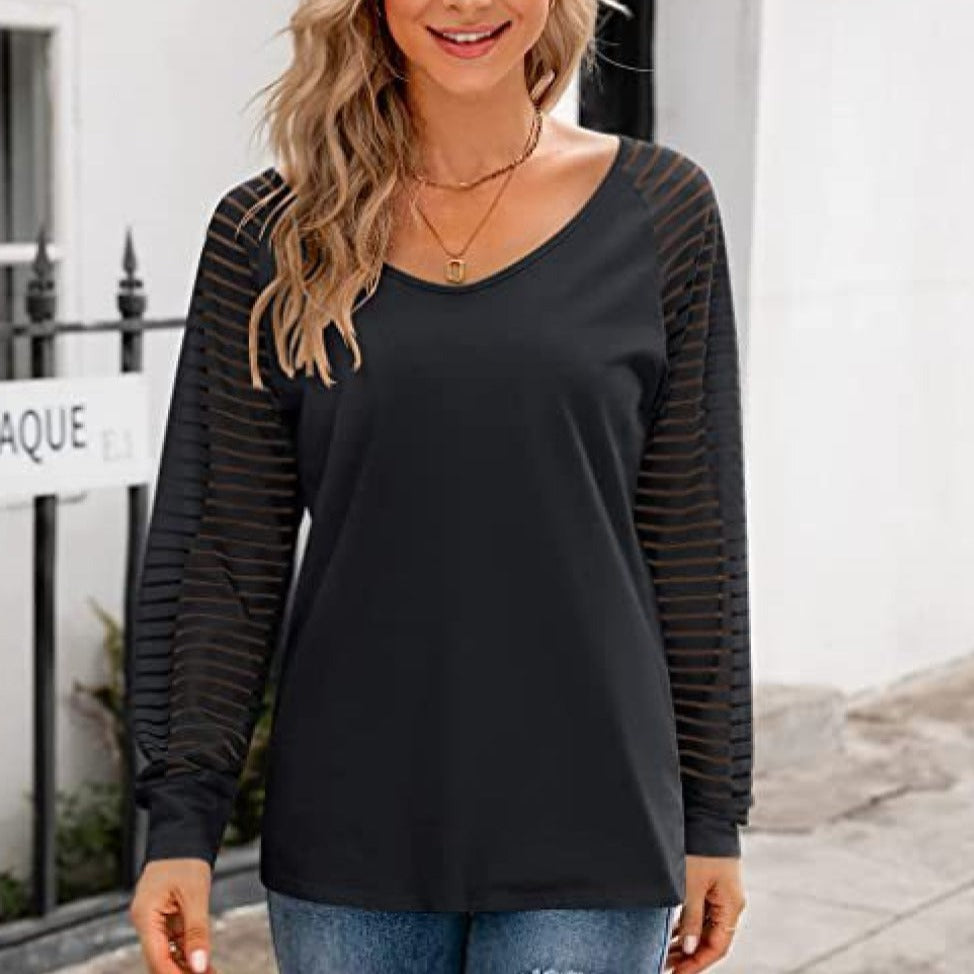 V-Neck Long Raglan Sleeve Women Top