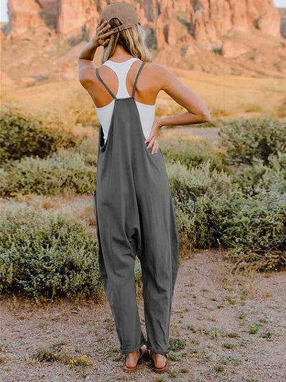 Double Take Full Size Sleeveless V-Neck Pocketed Women Jumpsuit