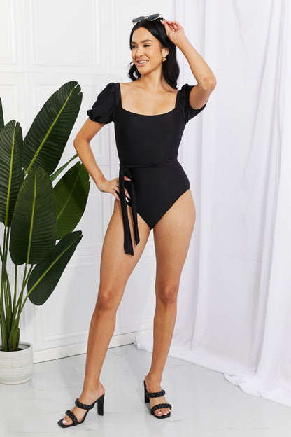 Marina West Swim Salty Air Puff Sleeve One-Piece in Black - Zara-Craft
