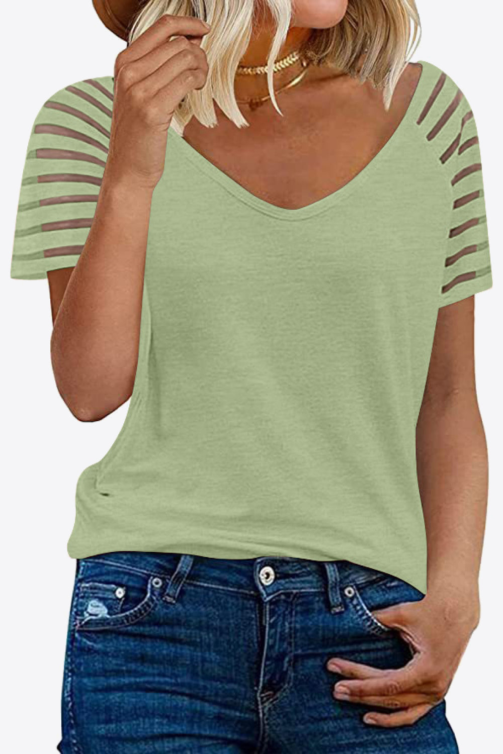 V-Neck Raglan Sleeve Women T-Shirt