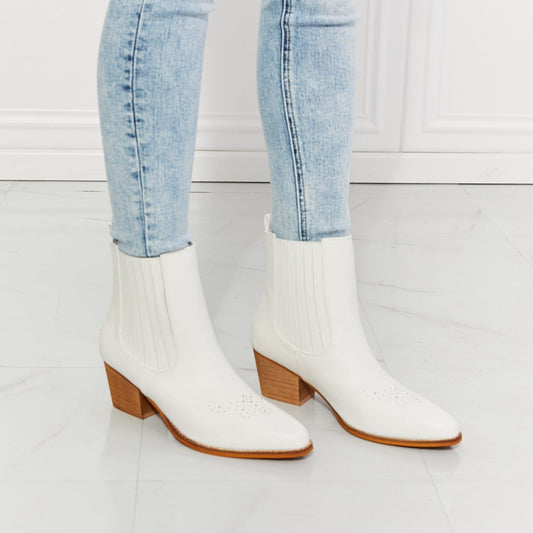 MMShoes Love the Journey Stacked Heel Chelsea Women Boot in White