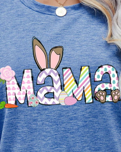 Easter MAMA Graphic Round Neck Women T-Shirt