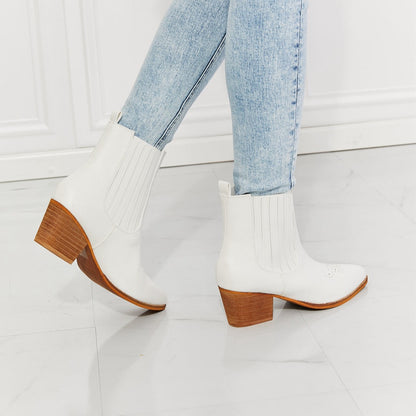 MMShoes Love the Journey Stacked Heel Chelsea Women Boot in White