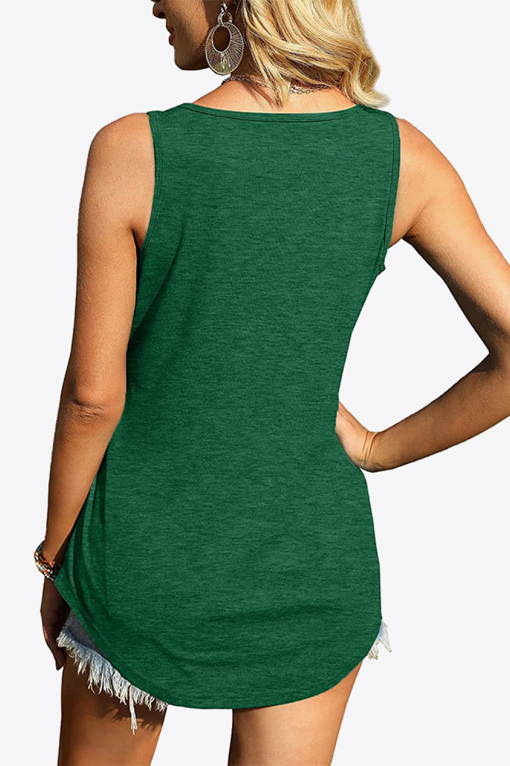 Curved Hem Square Neck Women Tank