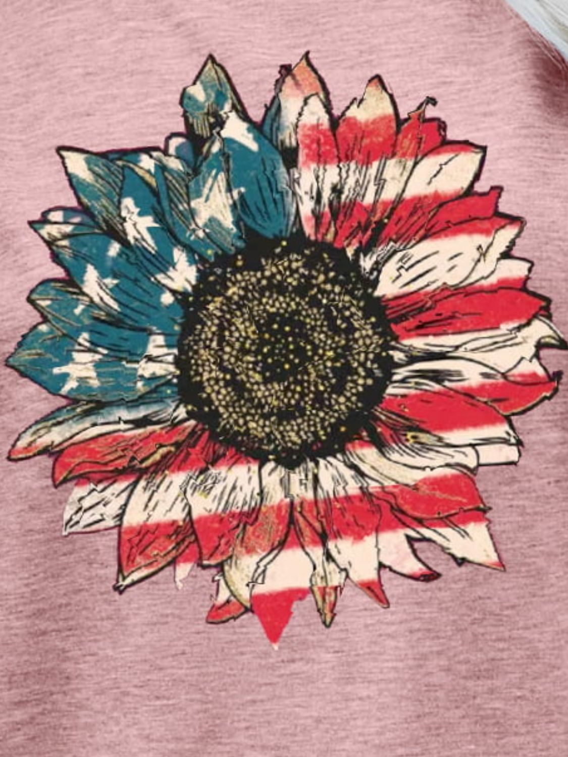 US Flag Flower Graphic women Tee Shirt