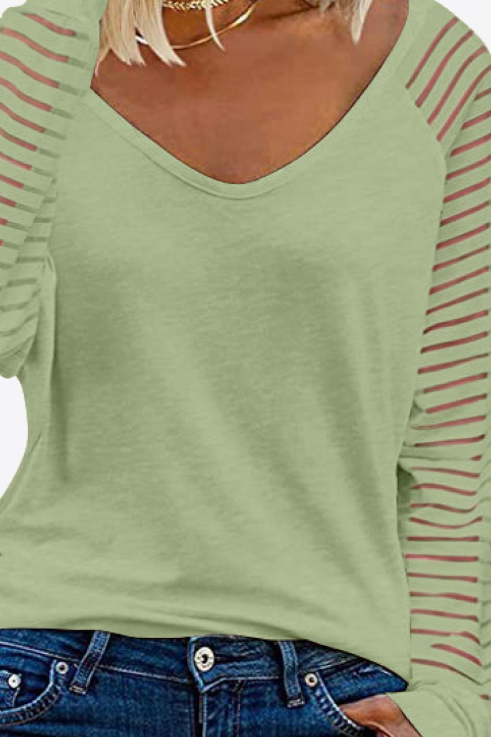 V-Neck Long Raglan Sleeve Women Top