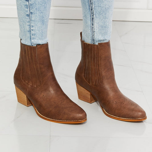 MMShoes Love the Journey Stacked Heel Chelsea Women Boot in Chestnut