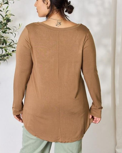 Zenana Full Size Long Sleeve V-Neck Women Top