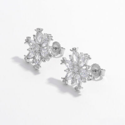 925 Sterling Silver Zircon Snowflake Women Earrings