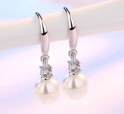 Zircon Pearl Silver Earrings - Zara-Craft