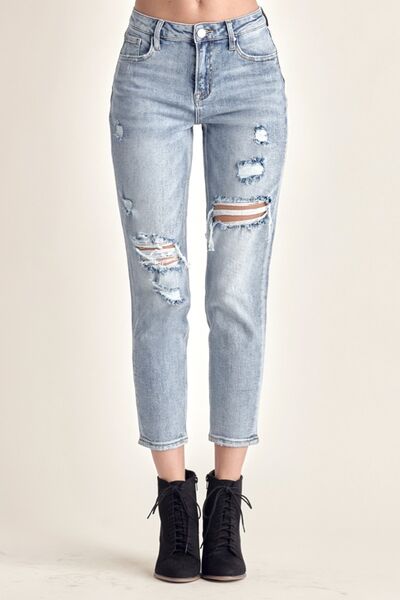 RISEN Distressed Slim Cropped Women Jeans