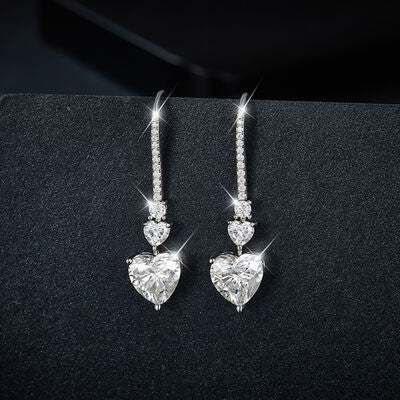 5.44 Carat 925 Sterling Silver Moissanite Heart Drop Women Earrings