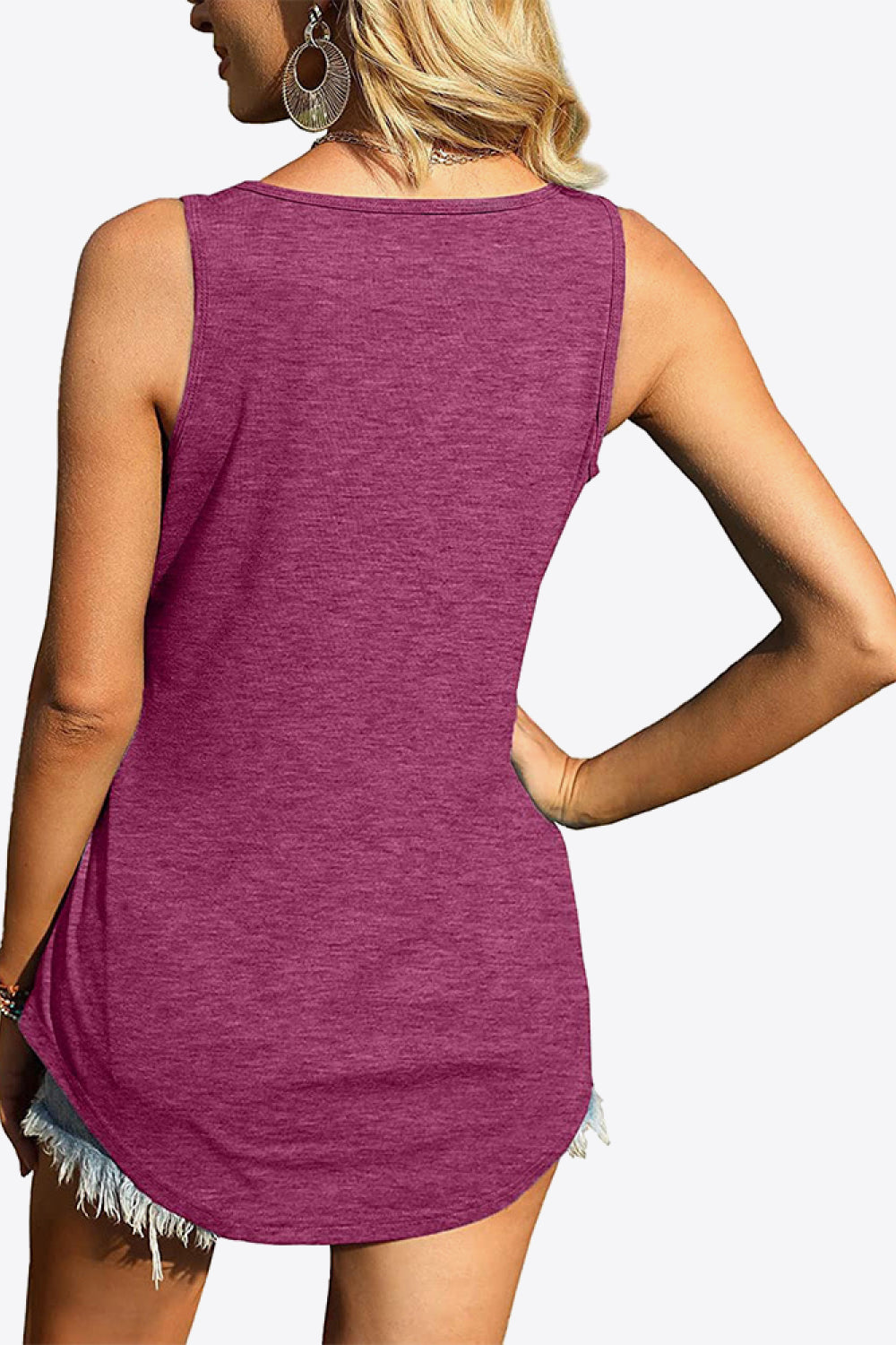 Curved Hem Square Neck Women Tank