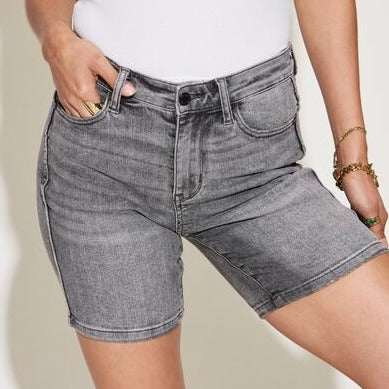 Judy Blue Full Size High Waist Washed Denim Women Shorts