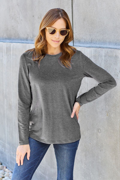 Basic Bae Full Size Round Neck Long Sleeve Women Top