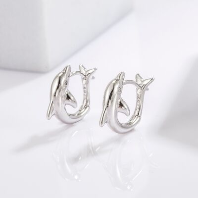 925 Sterling Silver Zircon Dolphin Women Earrings