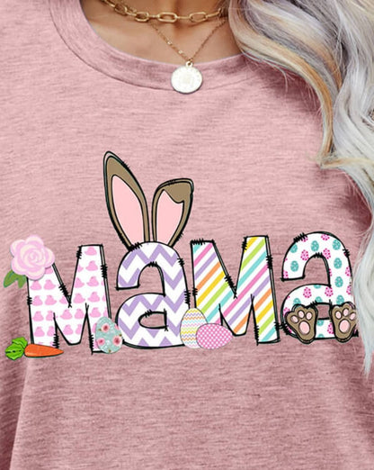 Easter MAMA Graphic Round Neck Women T-Shirt