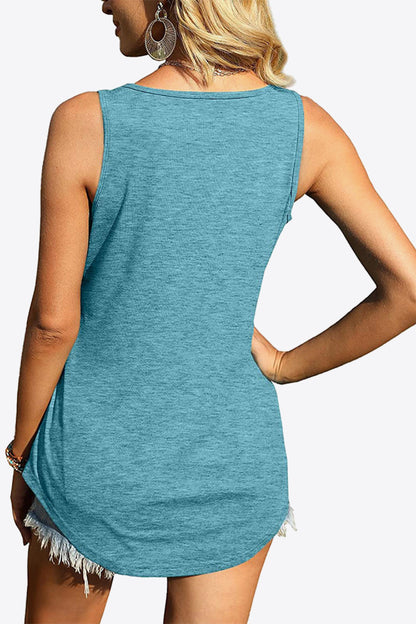 Curved Hem Square Neck Women Tank