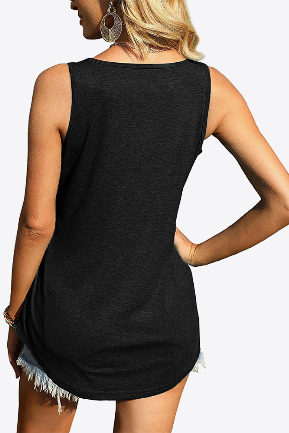 Curved Hem Square Neck Women Tank