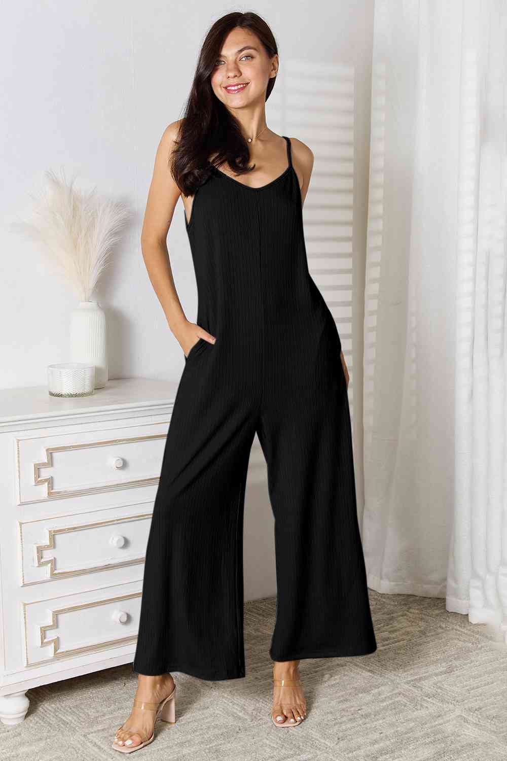 Basic Bae Full Size Spaghetti Strap V-Neck Women Jumpsuit