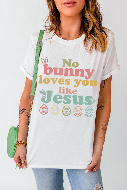 SYNZ Easter NO BUNNY LOVES YOU LIKE JESUS Women T-Shirt