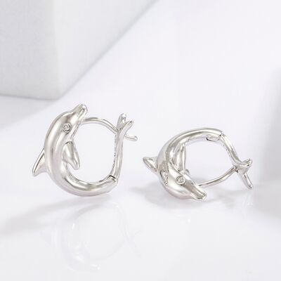 925 Sterling Silver Zircon Dolphin Women Earrings