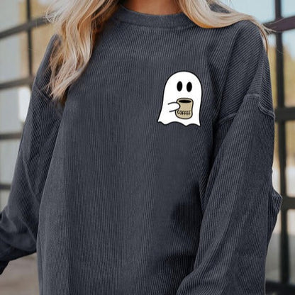 Ghost Graphic Drop Shoulder Women Sweatshirt